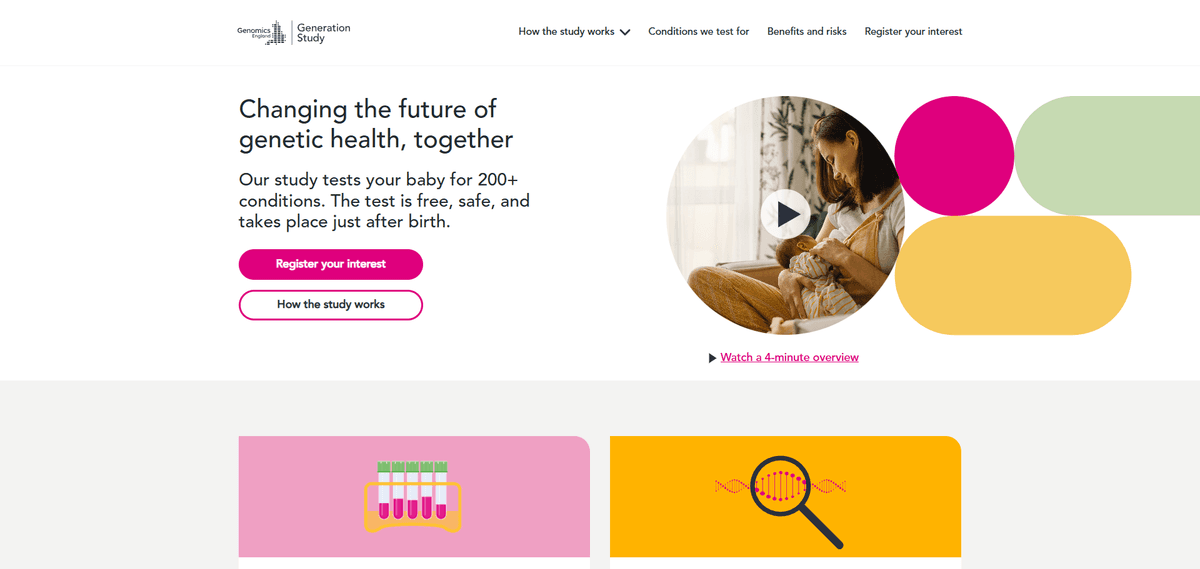 Homepage of the Genomics England Generation Study website